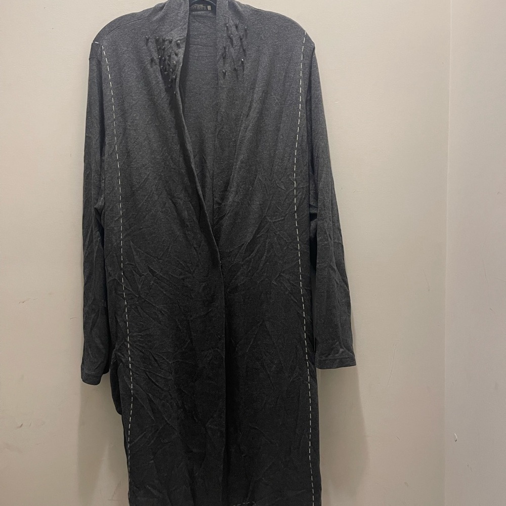 Marina Rinaldi Charcoal Open-Front Long Cardigan